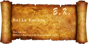 Balla Karina névjegykártya